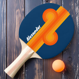 Pala De Ping Pong Lazo de raya vintage con nombre