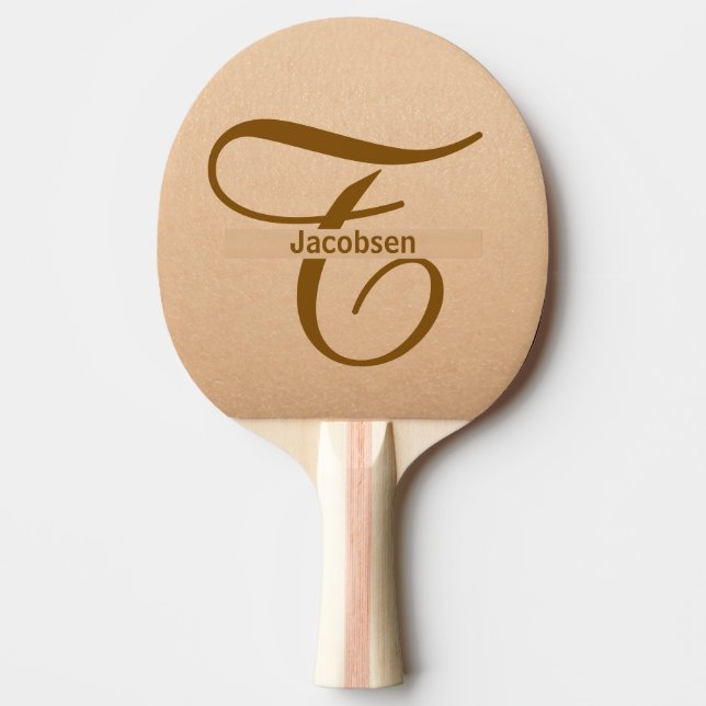 Pala De Ping Pong Leather Background Tan Table Tennis Custom Name  (Anverso)