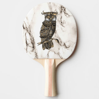 Pala De Ping Pong Lechuza camuflada en mármol