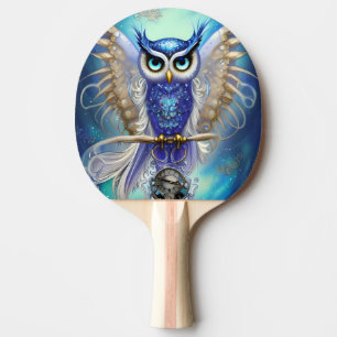 Pala De Ping Pong Lechuza Steampunk Azul