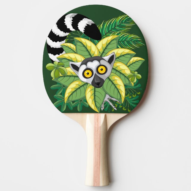 Pala De Ping Pong Lémures de Madagascar en selva exótica (Anverso)