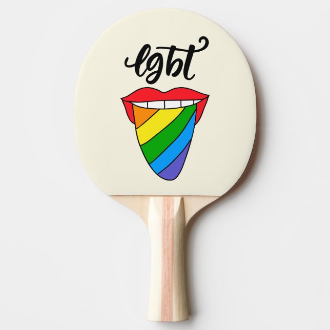 Pala De Ping Pong Lengua arcoiris LGBT (Anverso)