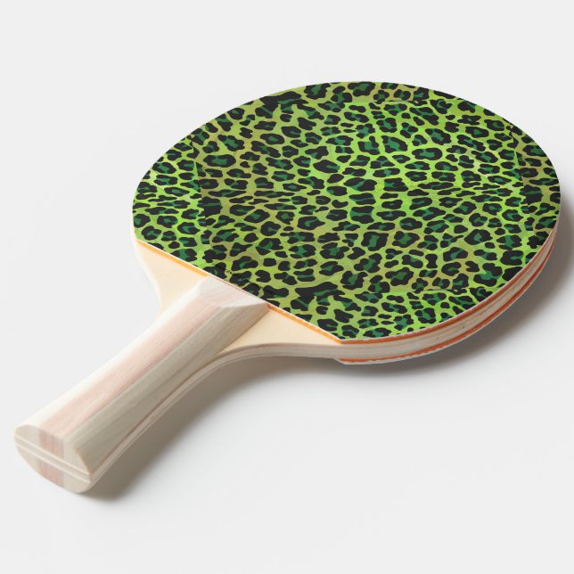 Pala De Ping Pong Leopard Black and Green Print (Ángulo frontal)