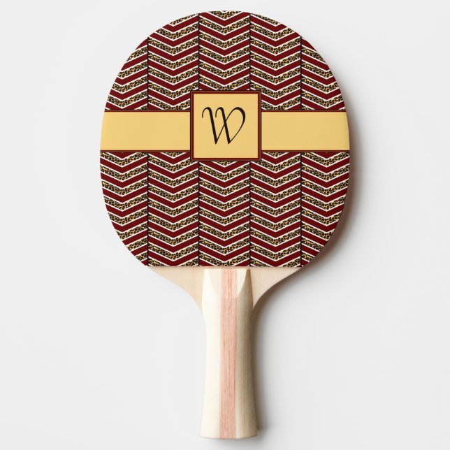 Pala De Ping Pong Leopard Print Chevron Ping Pong Paddle (Anverso)