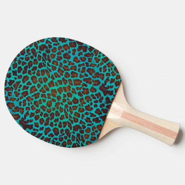 Pala De Ping Pong Leopardo Brown e impresión Verde azulada (Lateral)