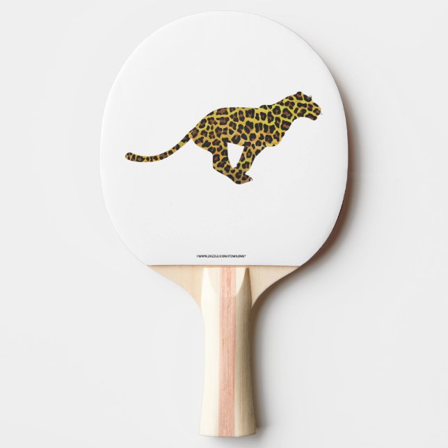 Pala De Ping Pong Leopardo Brown y la silueta amarilla (Anverso)