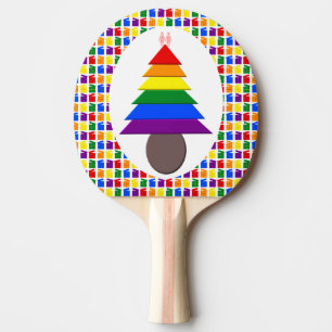 Pala De Ping Pong Lesbianas arcoiris Árbol y regalo de Navidad