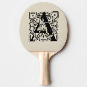 Pala De Ping Pong Letra A Monograma Impresión de Nudo Celta Vintage