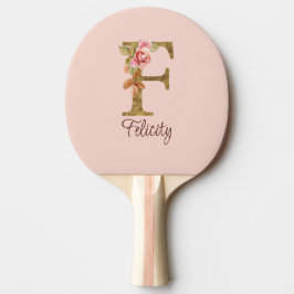Pala De Ping Pong Letra de nombre personalizada F Relieve metalizado