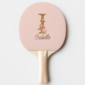 Pala De Ping Pong Letra de nombre personalizado I Rosas rosadas con