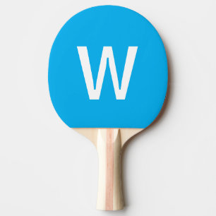Pala De Ping Pong letra inicial de monograma bola de Ping Pong azul