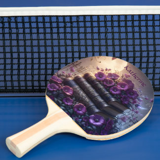 Pala De Ping Pong Libro Gótico Flores Purpura