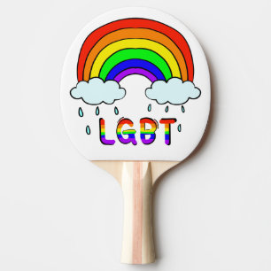 Pala De Ping Pong Lindo Ping Pong LGBTQ de arcoíris adorable Doodle