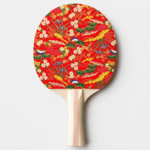 Pala De Ping Pong Lindos patrones florales japoneses coloridos