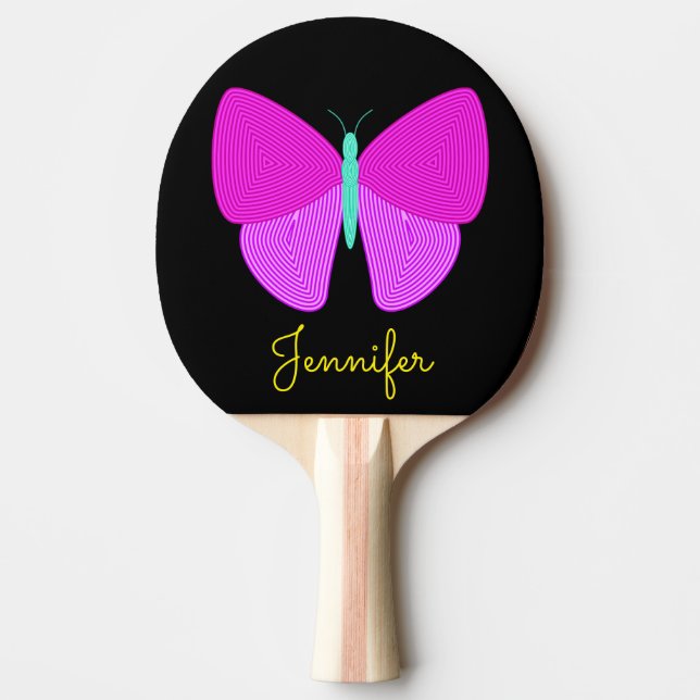 Pala De Ping Pong Línea artística llamativa mariposa del modelo + (Anverso)
