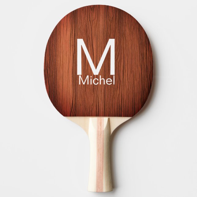 Pala De Ping Pong Líneas de textura de madera marrón añaden nombre d (Anverso)