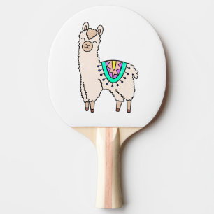 Pala De Ping Pong llama alpaca de dibujos animados sonriendo feliz d
