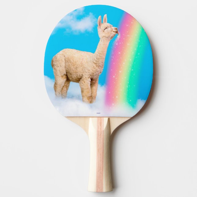 Pala De Ping Pong Llama: Arcoiris golpeando (Anverso)