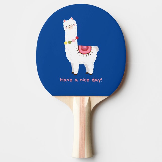 Pala De Ping Pong Llama azul dulce Alpaca Lama tiene un buen día (Anverso)