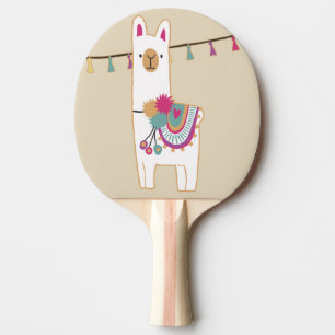 Pala De Ping Pong Llama linda con color de fondo de encargo