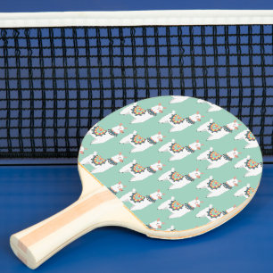 Pala De Ping Pong Llamas Blancas Lindas Inicial de Nombre Monograma 