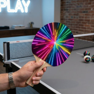 Pala De Ping Pong Lluvia Explosiva de Estrellas Arcoíris de Neón