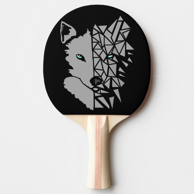 Pala De Ping Pong Lobo gris geométrico (Anverso)