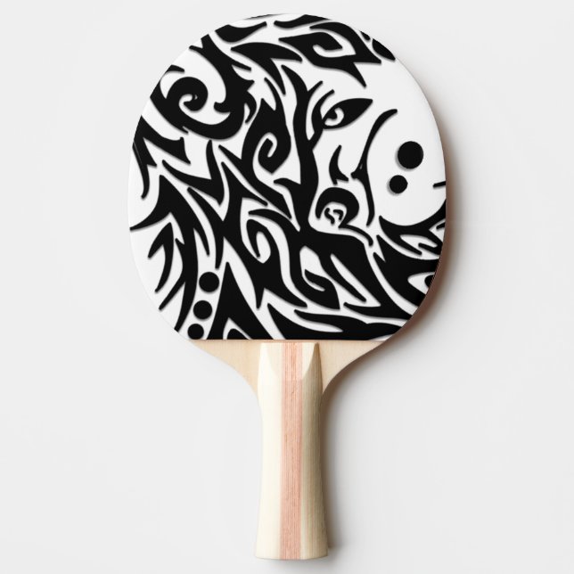 Pala De Ping Pong Lobo Tribal Abstracto (Anverso)