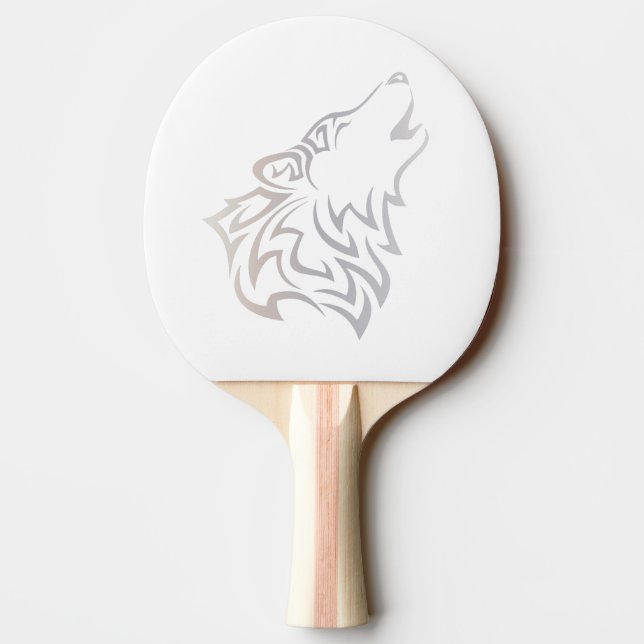 Pala De Ping Pong Lobo tribal animal beige blanco (Reverso)