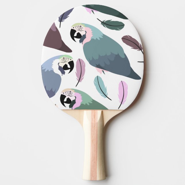 Pala De Ping Pong Loros Modernos Patrón Tropical (Anverso)