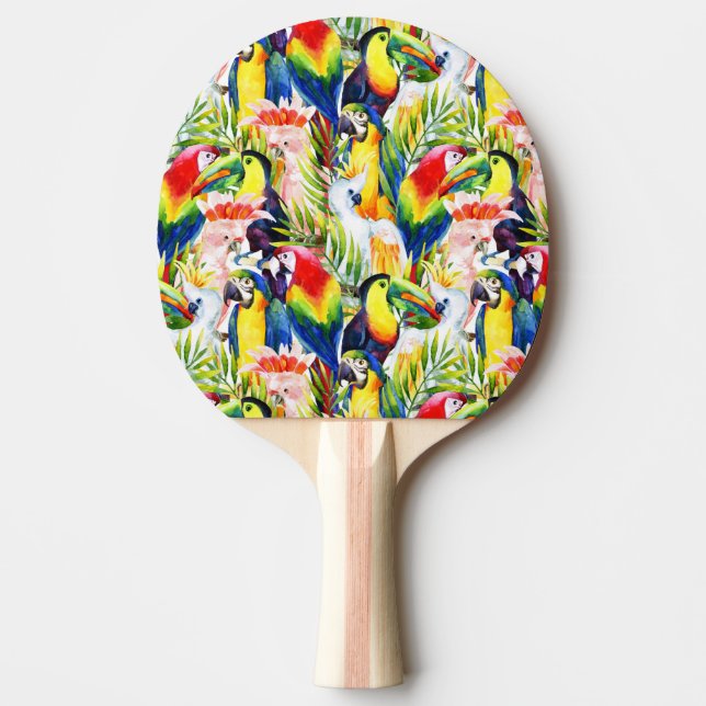 Pala De Ping Pong Loros y hojas de palma (Anverso)