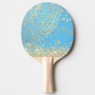 Pala De Ping Pong Lotus Mandala con Purpurina de estrellas de oro so