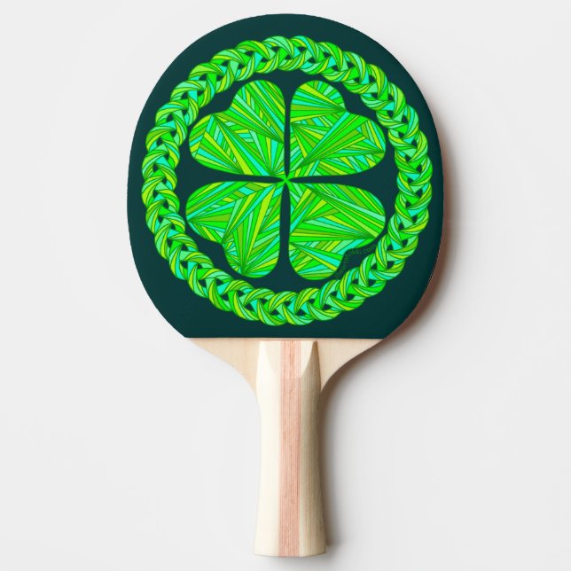 Pala De Ping Pong Lucky Celtic Shamrock Four Leaf Clover (Anverso)