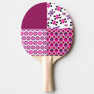 Pala De Ping Pong Lunar retro del cráneo de la flor