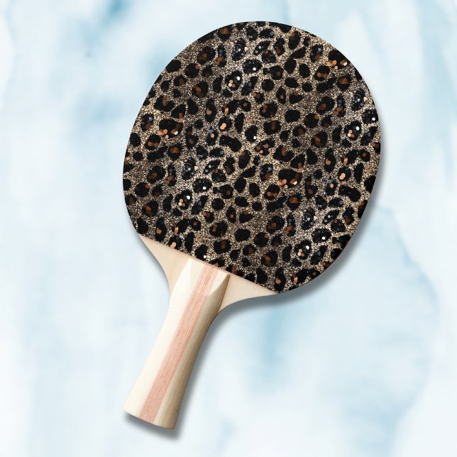Pala De Ping Pong Luxury Glitter Brown Black Gold Leopard Pattern (Subido por el creador)