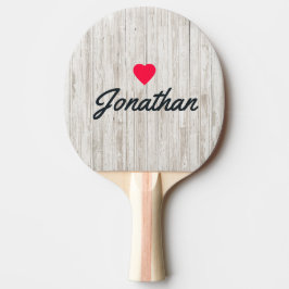 Pala De Ping Pong Madera Blanqueada Corazón Vintage Firma