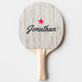 Pala De Ping Pong Madera Blanqueada Estrella Vintage con Firma