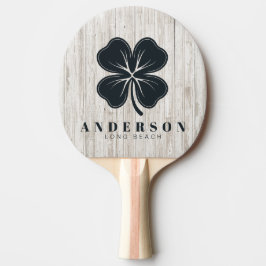 Pala De Ping Pong Madera Blanqueada Trébol de Cuatro Hojas con Nombr