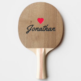 Pala De Ping Pong Madera de Abedul Claro Corazón Vintage Firma