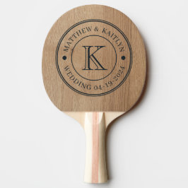 Pala De Ping Pong Madera de Abedul Claro Monograma de Boda