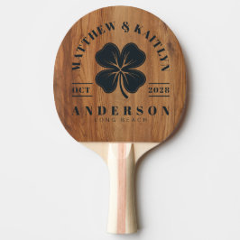 Pala De Ping Pong Madera de Arce Crest de Boda Clover Irlandés Afort