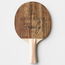 Pala De Ping Pong Madera de cedro en bruto con apellido de familia e