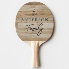 Pala De Ping Pong Madera de Ceniza Clara con Apellido Familiar Escri