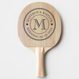 Pala De Ping Pong Madera de Fresno Blanco Bodas Monograma