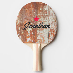 Pala De Ping Pong Madera de Granero Desgastada Estrella Vintage Firm