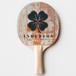 Pala De Ping Pong Madera de Granero Desgastada Trébol de Cuatro Hoja