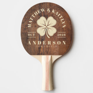 Pala De Ping Pong Madera de Nogal Oscuro Cresta de Boda de Trébol Ir
