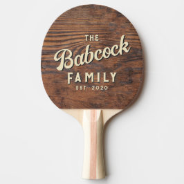 Pala De Ping Pong Madera de Nogal Oscuro Nombre de Familia y Año Ret