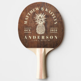 Pala De Ping Pong Madera de Nogal Oscuro Piña Tropical Boda
