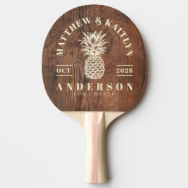 Pala De Ping Pong Madera de Nogal Oscuro Piña Tropical Boda